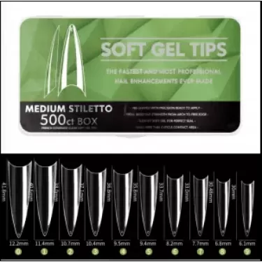 Soft Gel Tips Medium Stiletto (500'li)