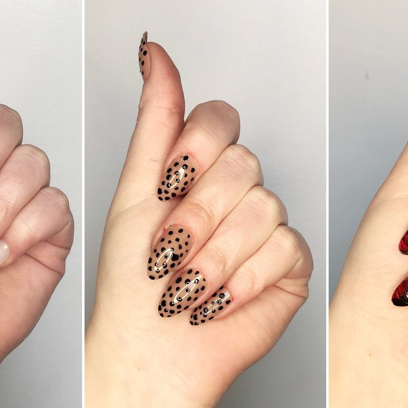 collection of nail art brushes and tools used for bright summer nail art