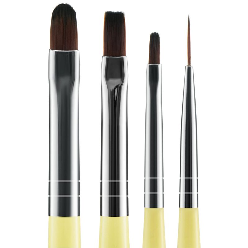 Flat nail art brush applying gel nail art paint on nails