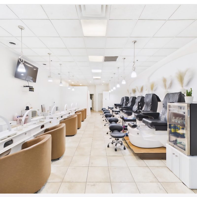luxury nail salon interior highlighting manicure designs