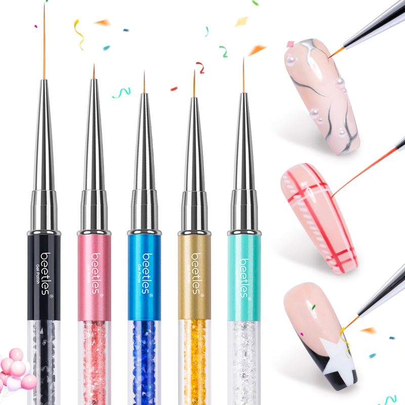 A set of professional nail art brushes including different liner brush sizes