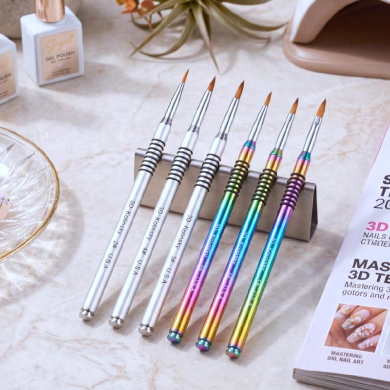Assorted 3d nail art brushes varying in size and shape for nail sculpting tools