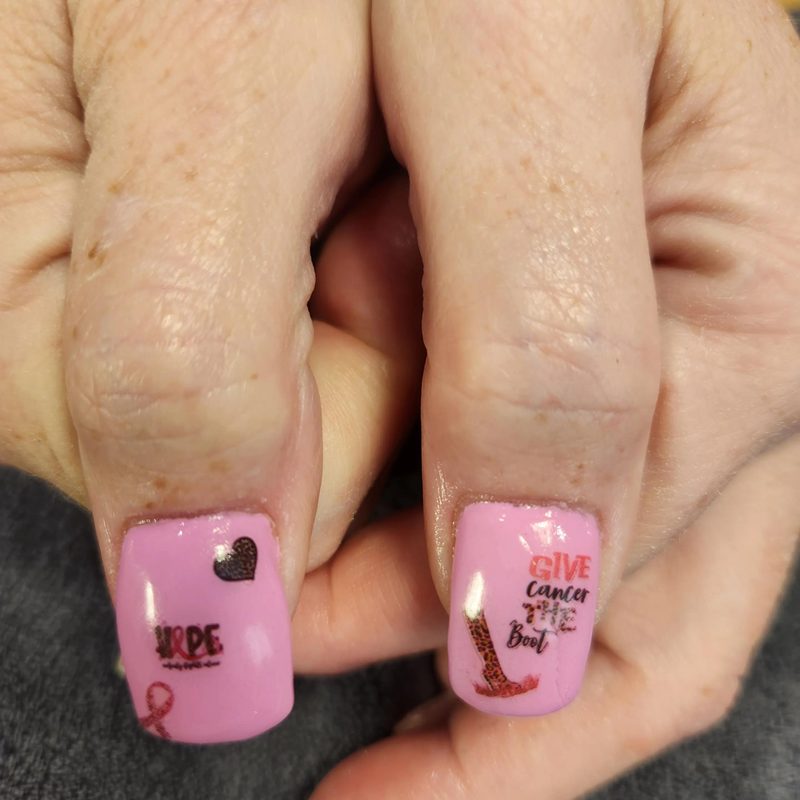 breast cancer ribbon nail art