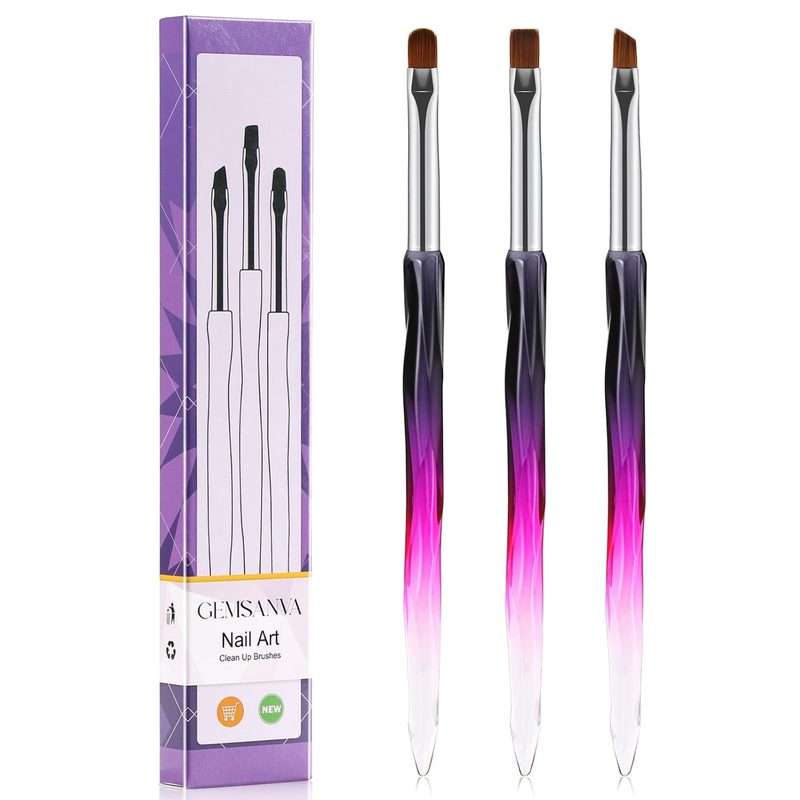 cleaning a nail art flat brush to maintain professional nail brush condition