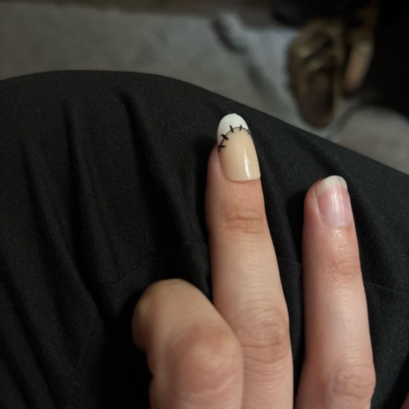 close-up of clean and professional nail art for teachers