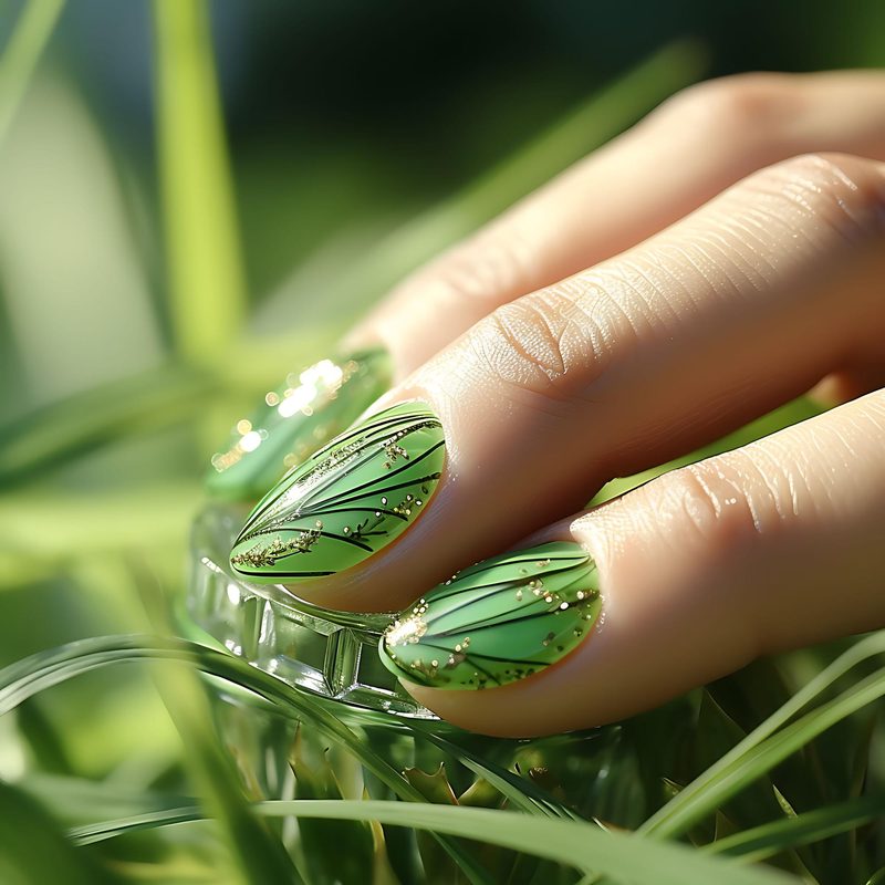 Close-up of creative nail art and lash extensions in Oldsmar salon