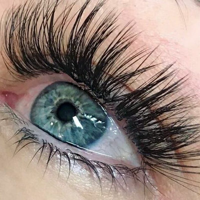 Close-up of eyelash extensions applied in an Oldsmar salon