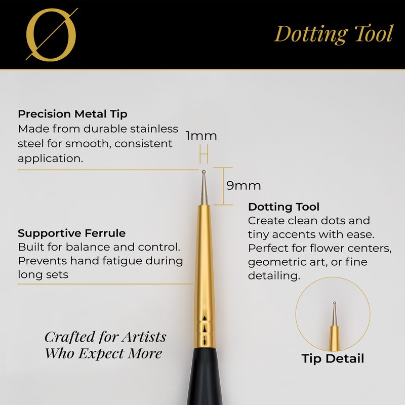 close-up of precision nail art brushes and dotting tools