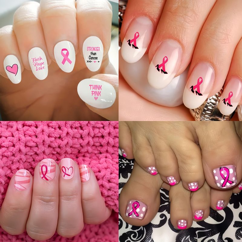 collection of nail art tools including fine brushes and stamping plates for ribbon designs