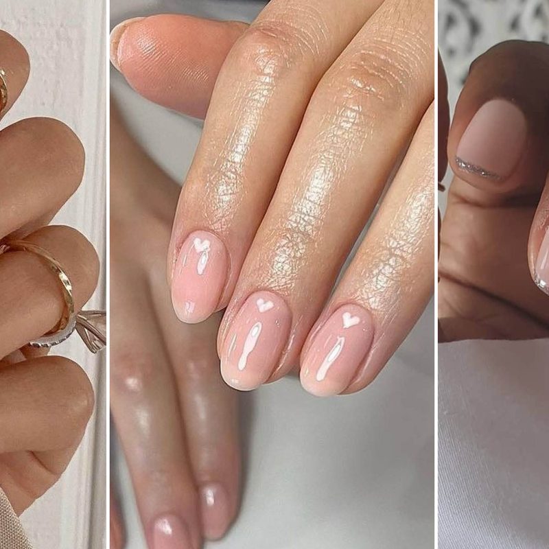 coordinated nail art with Swarovski crystals for bridesmaids