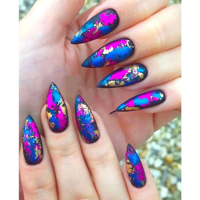 foil glue nail art