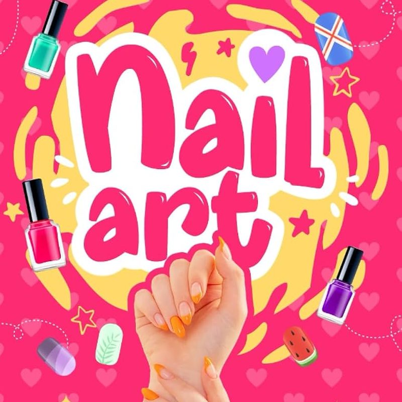 individual practicing nail art designs using a nail art design book