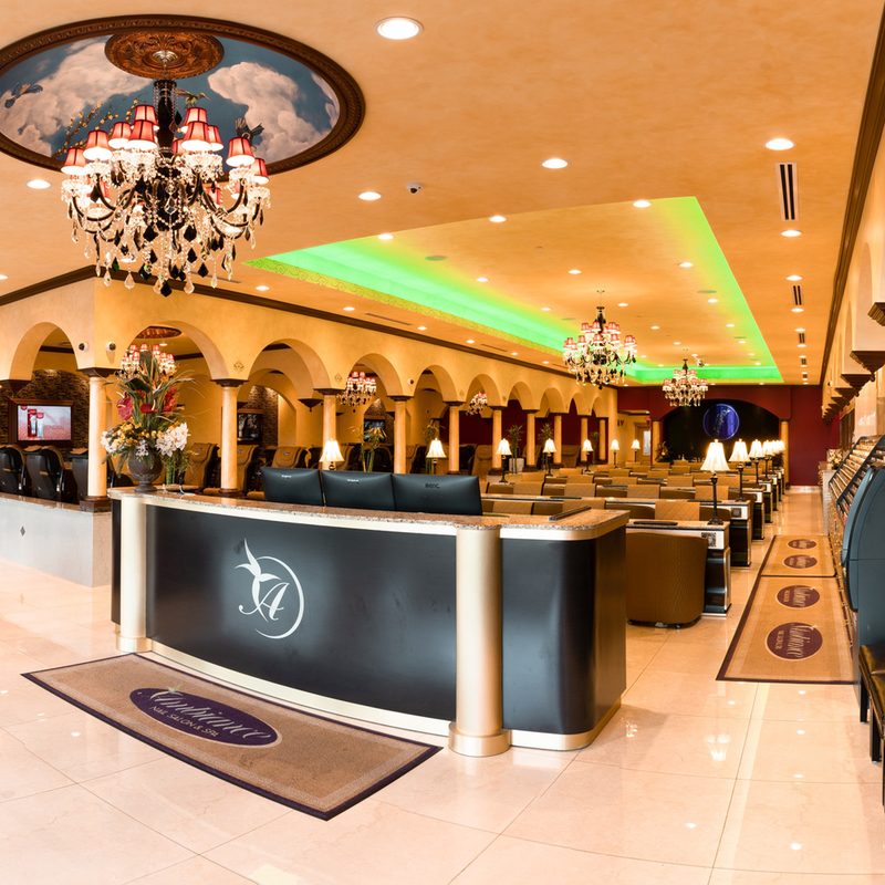 Luxury nail salon interior showcasing elegant design and comfort