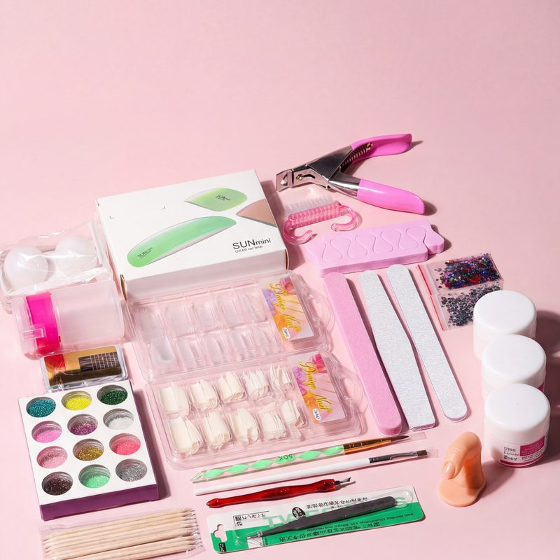 manicure tools including liner brush and dotting tools for nail art designs