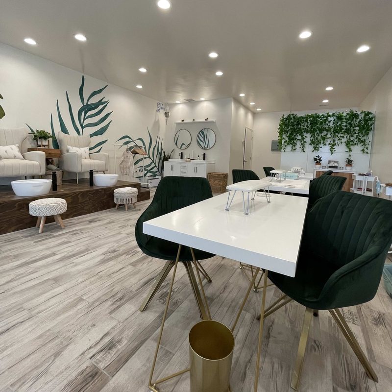 modern nail art salon interior showcasing manicure designs