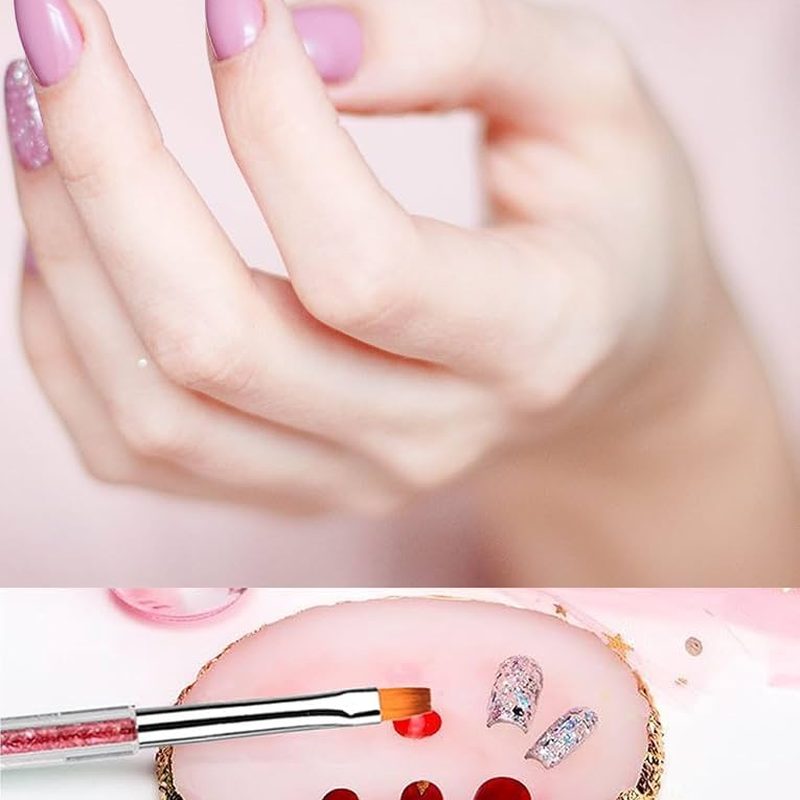 nail art brush mixing nail polish colors on a palette