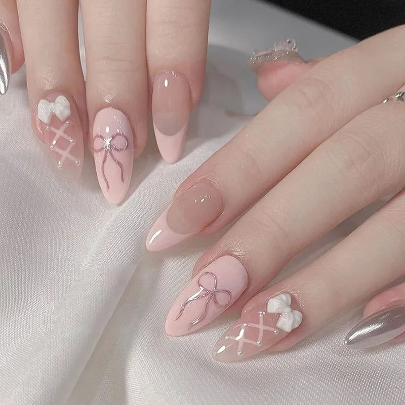 nail art pink ribbon
