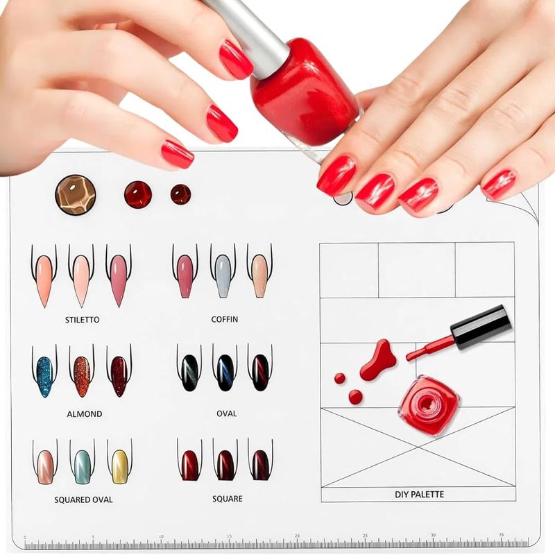 nail art silicone mat and brushes for detailed designs