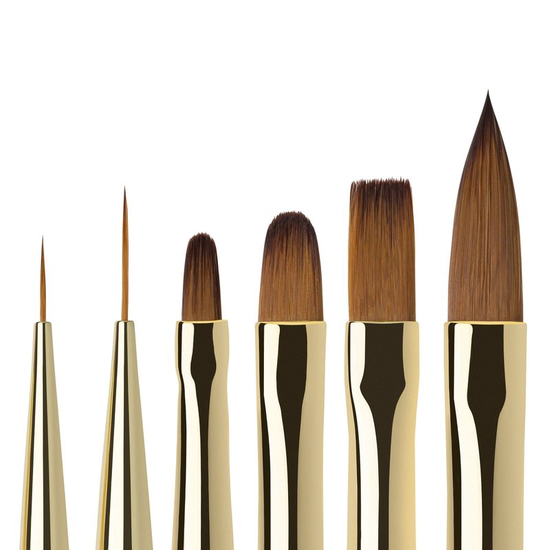 nail art tools including fine and flat brushes for creative manicure