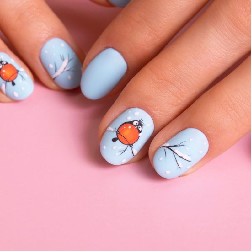 professional nail salon applying nail art stickers decals