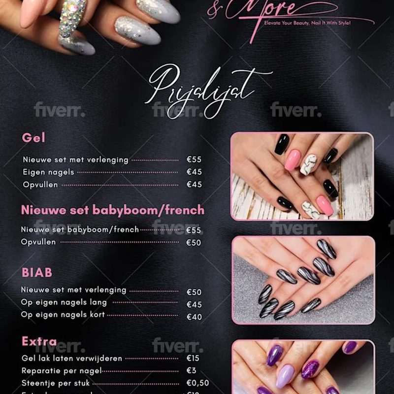 range of popular nail art designs with average prices