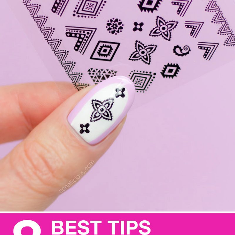 step-by-step application of nail art stickers decals