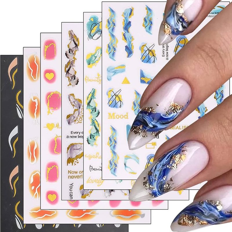 trending nail art stickers decals on manicured nails