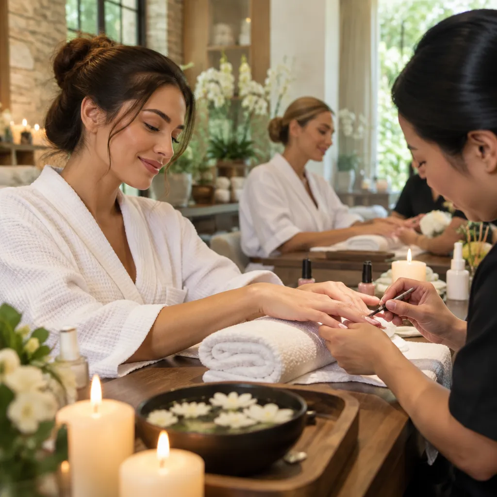 Clients experiencing a relaxing spa manicure