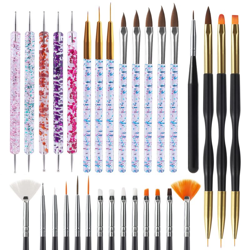 various nail art brushes and dotting tools for detailed designs