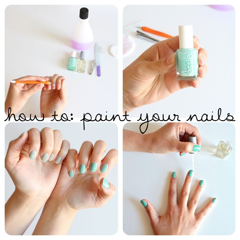 applying gel nail polish with thin brush on nails