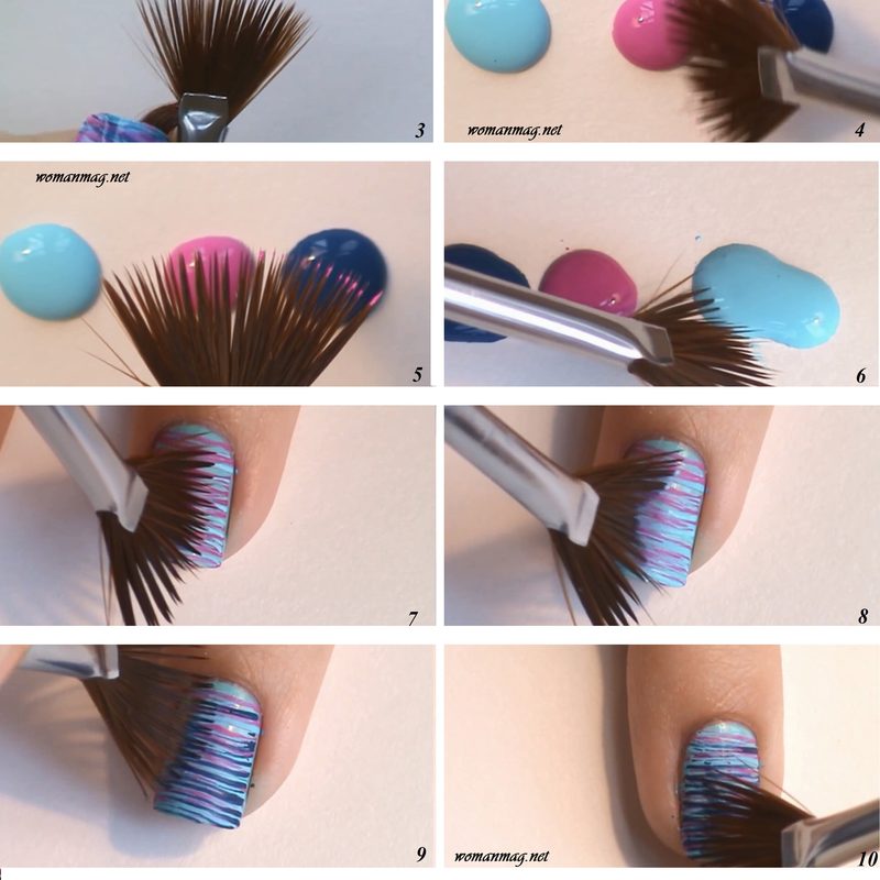 applying nail polish with precision nail art brush
