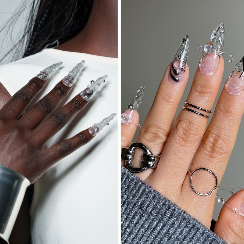 Close-up of hands with well-maintained custom nail art designs