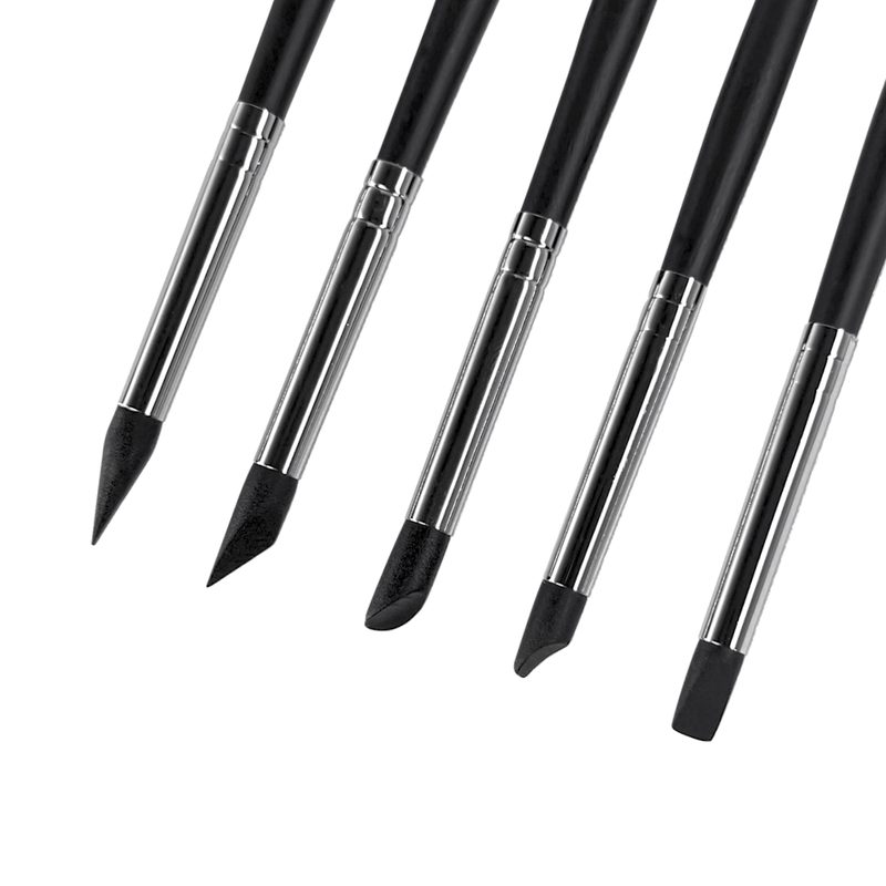 close-up of silicone nail art tools on a manicure station