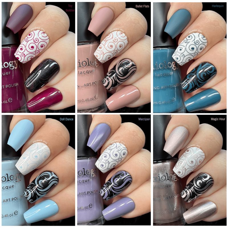 Colorful and intricate nail art designs created using nail art stamping polish