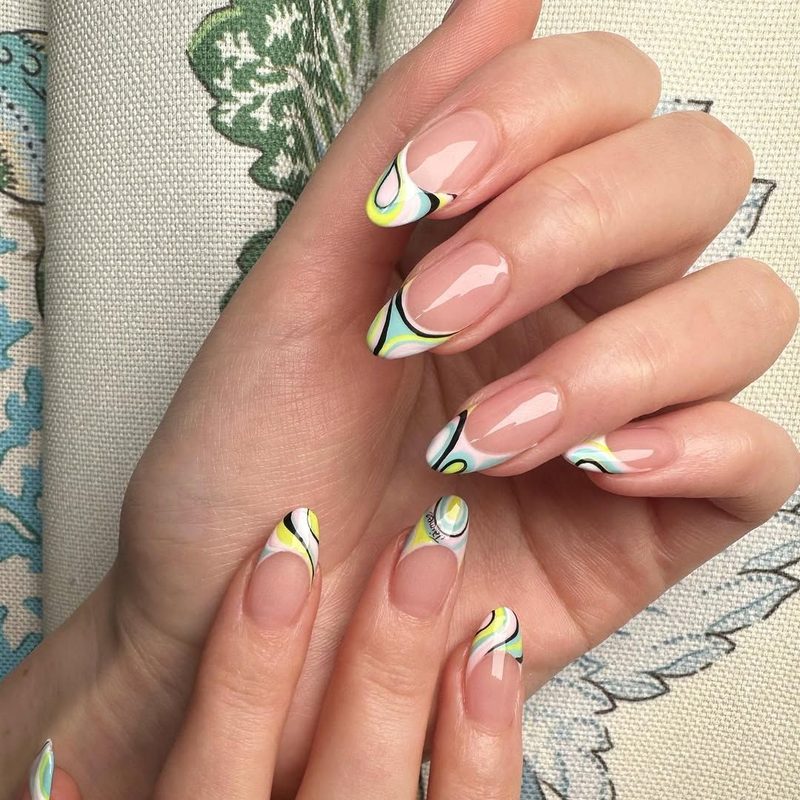 colorful creative nail art painting gel designs
