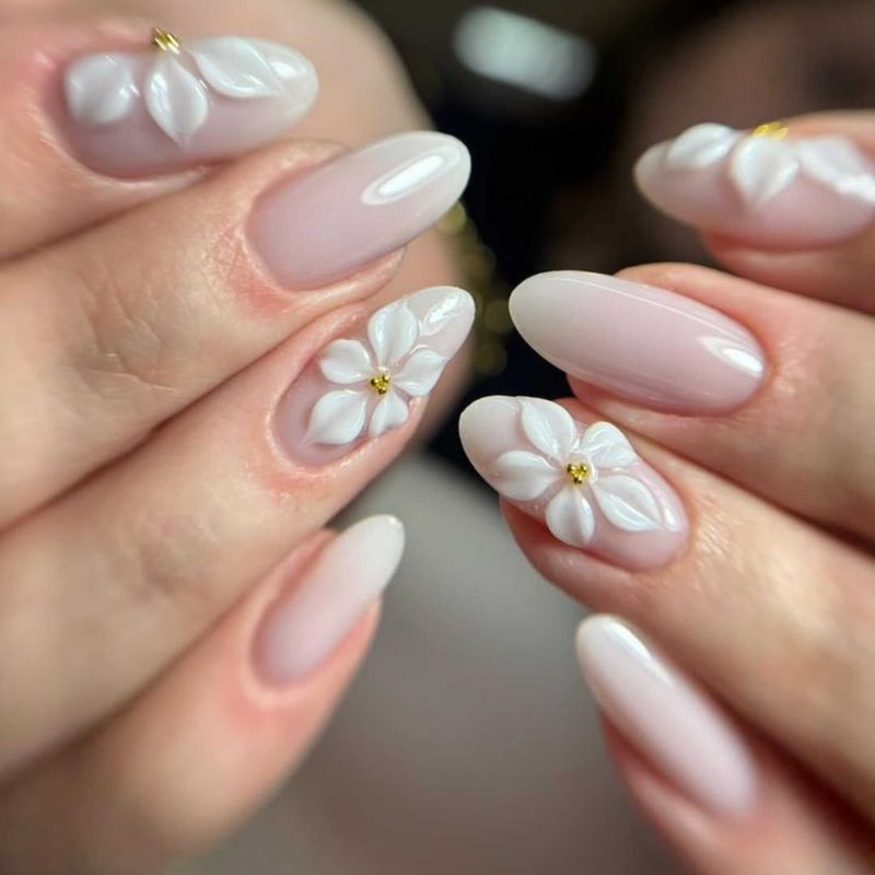 Hand applying cuticle oil to maintain gel nail polish nail art