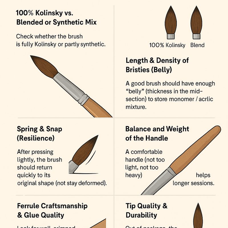hand holding a variety of nail art paint brushes suitable for beginners