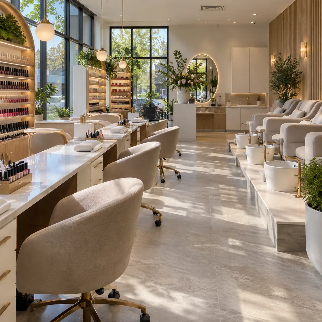 Client enjoying a deluxe manicure service at LCS Nails Frisco.