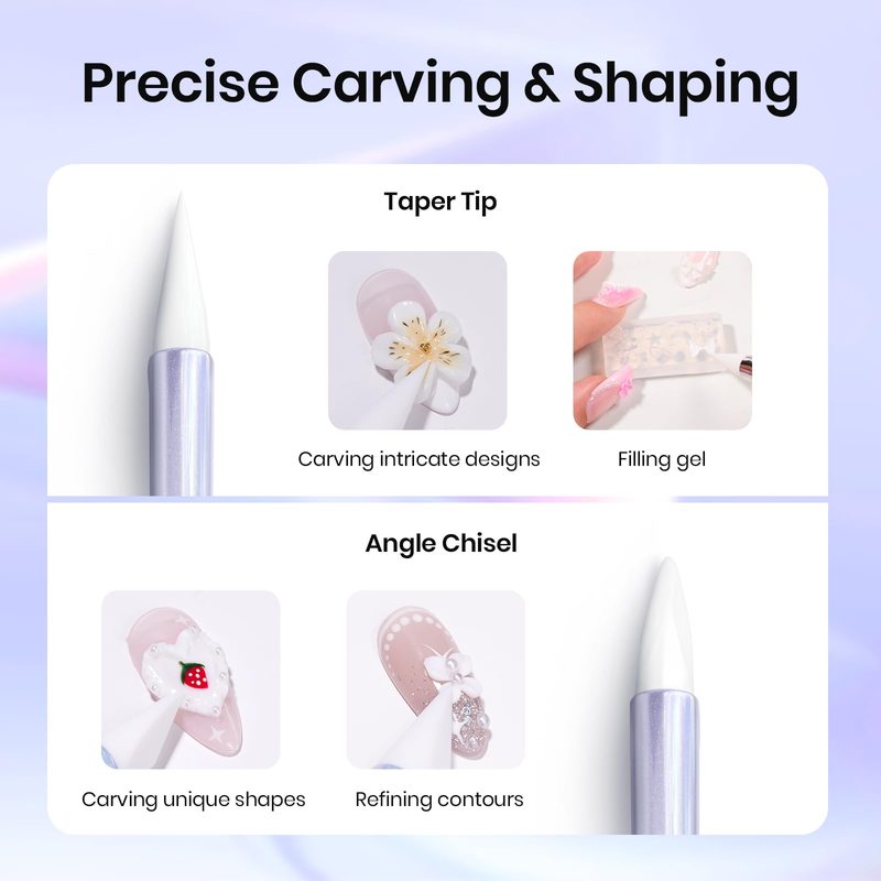 manicurist using silicone nail art tools for precision design