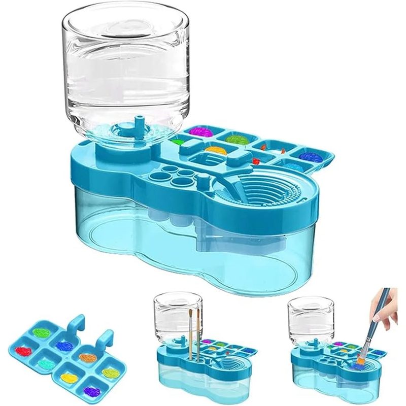 nail salon brush cleaning station with brush cleaner bottles