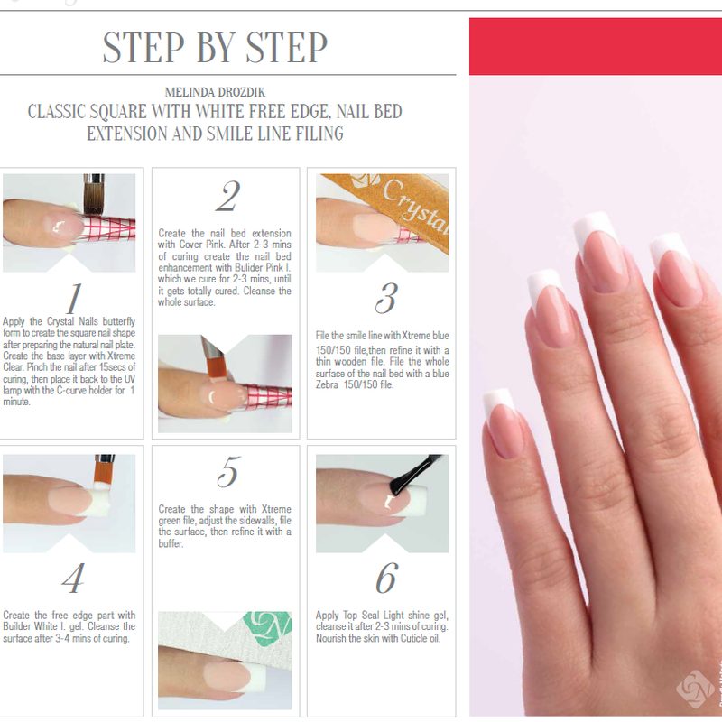 Nail technician sculpting gel nails step by step in a beauty salon