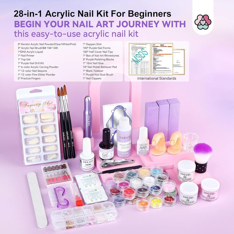 Person comparing different acrylic nail art kits to find the best fit