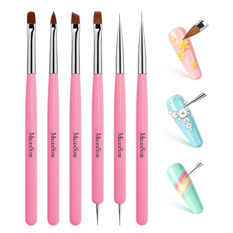 professional nail art tools including liner brushes and polishes