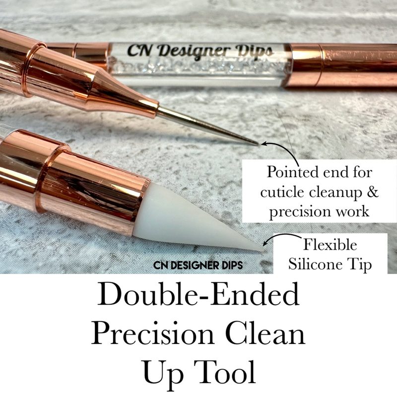silicone nail art tools being cleaned with nail polish remover