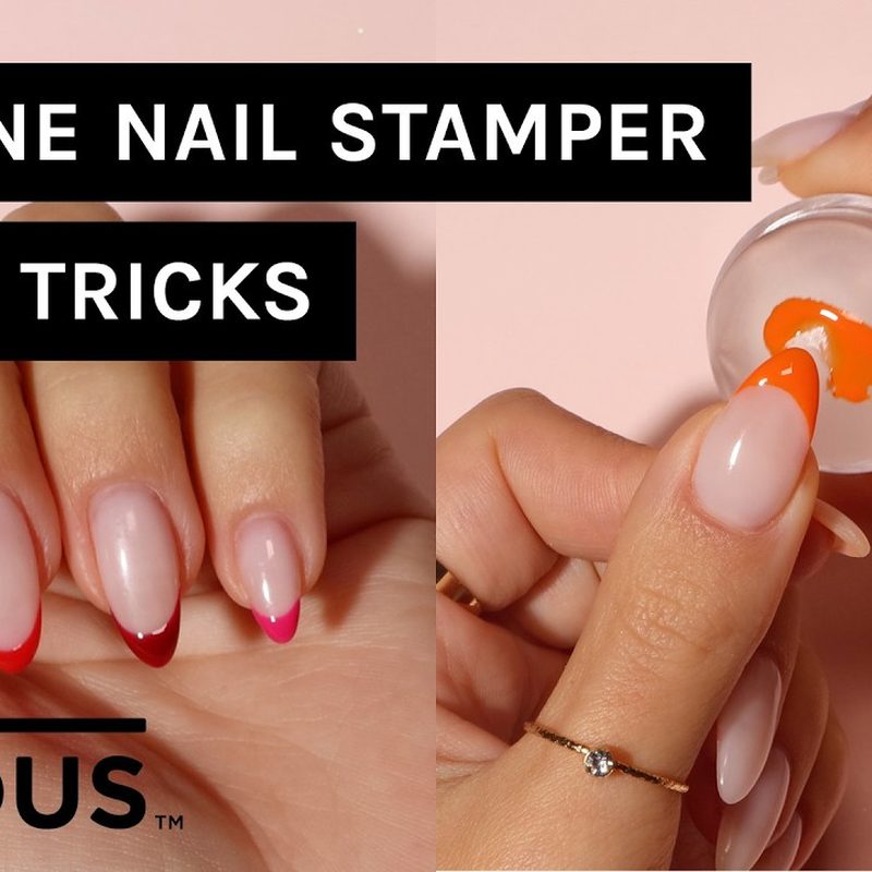 Step-by-step demonstration of using a nail art stamping pen for detailed nail designs