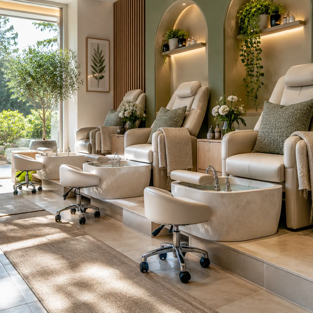 Luxurious pedicure station in a nail salon