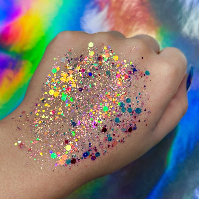 variety of fine nail art glitter colors and textures displayed for manicure choice