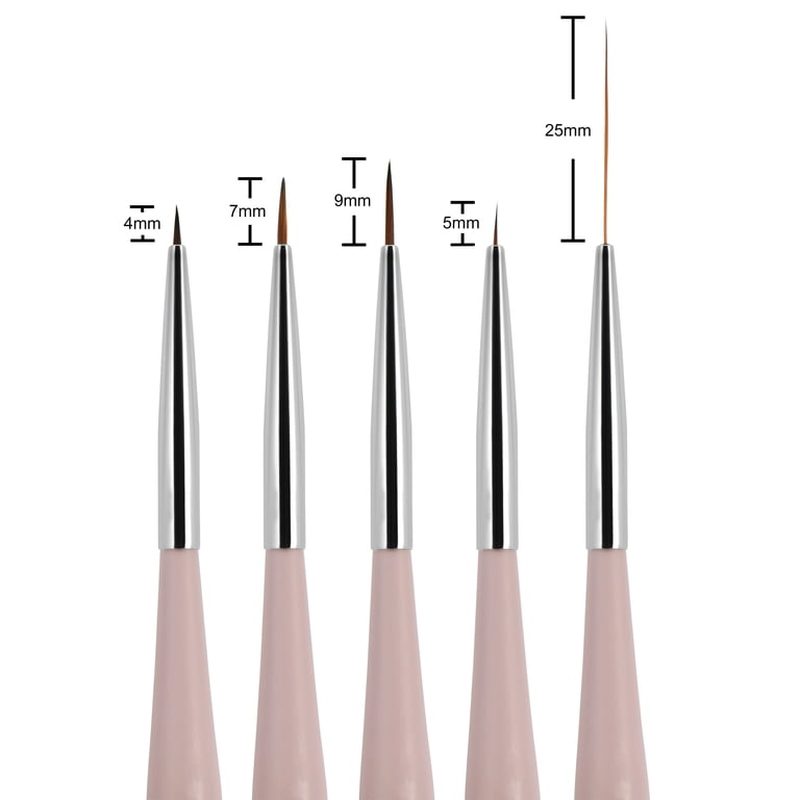 various thin brushes used for precise nail art designs